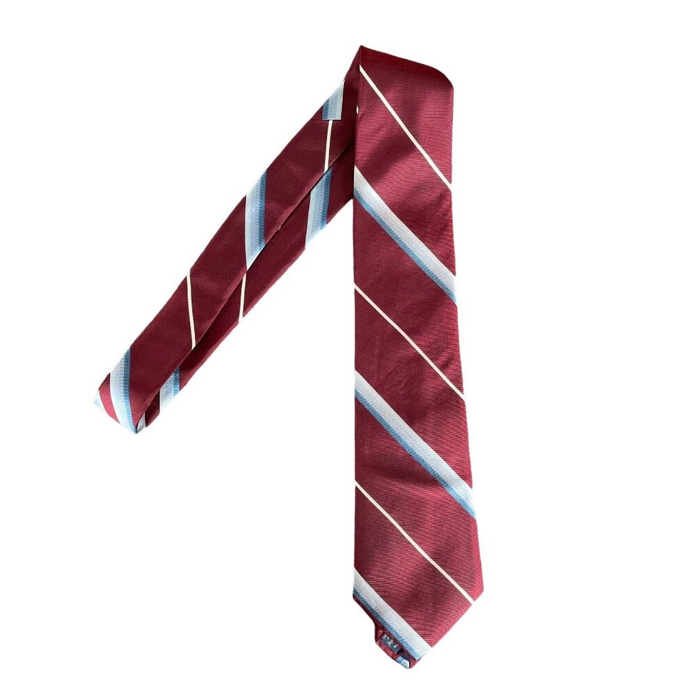 Vintage Burgundy Red Striped Silk Mens Tie Necktie #103 3.25"W by Damon Creation